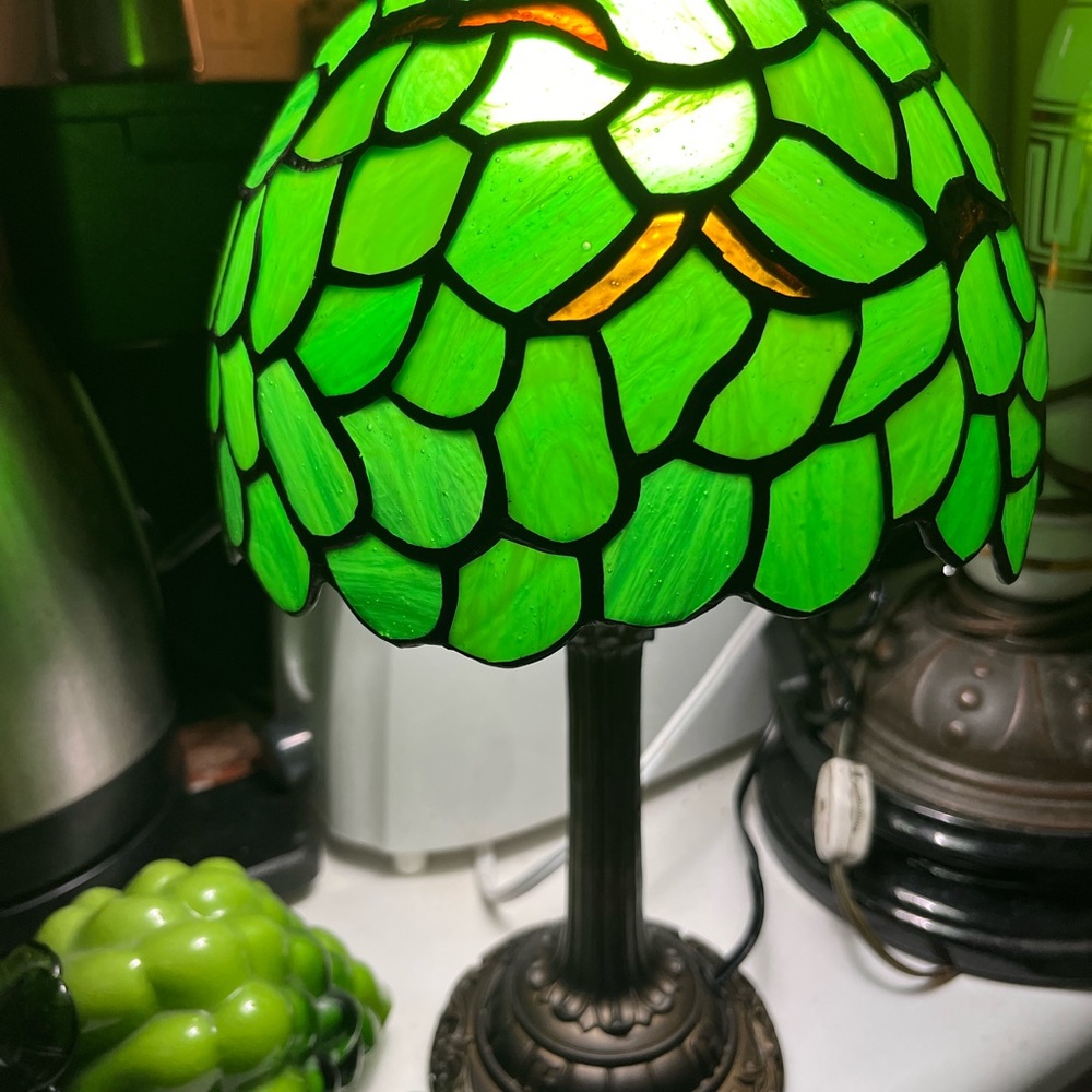 Green and Orange Mosaic Accent Lamp Shade Decor